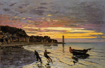 Transport d’un bateau à terre Honfleur Claude Monet Peinture à l'huile